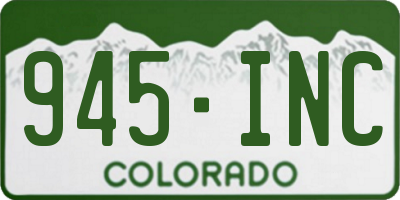 CO license plate 945INC