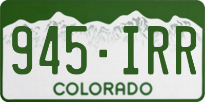 CO license plate 945IRR