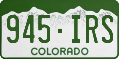 CO license plate 945IRS
