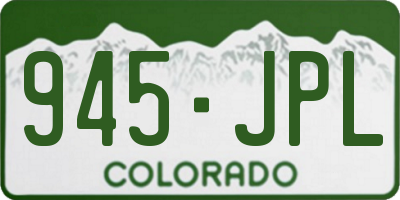 CO license plate 945JPL