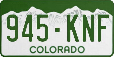 CO license plate 945KNF