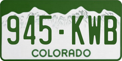 CO license plate 945KWB