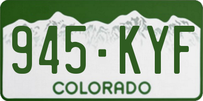 CO license plate 945KYF
