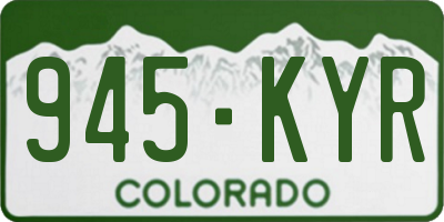 CO license plate 945KYR