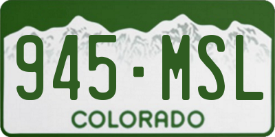 CO license plate 945MSL