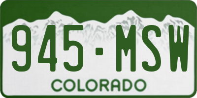 CO license plate 945MSW