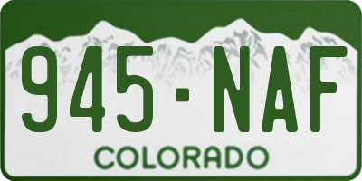 CO license plate 945NAF