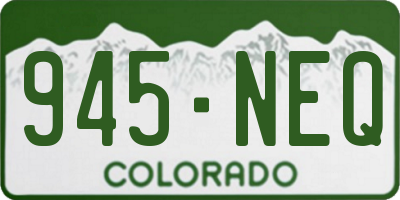 CO license plate 945NEQ