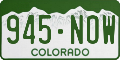 CO license plate 945NOW
