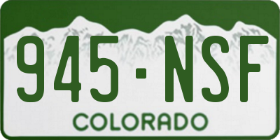 CO license plate 945NSF