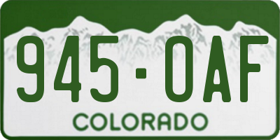 CO license plate 945OAF
