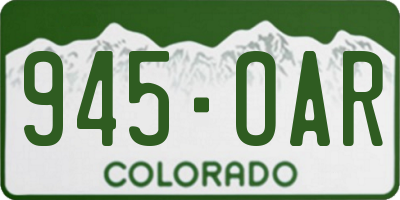CO license plate 945OAR