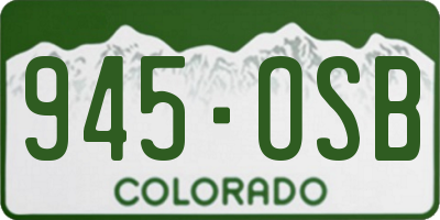 CO license plate 945OSB