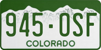 CO license plate 945OSF