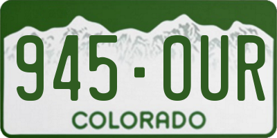 CO license plate 945OUR