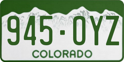 CO license plate 945OYZ