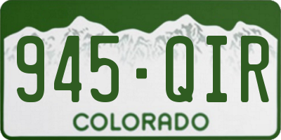 CO license plate 945QIR