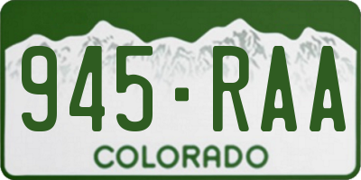 CO license plate 945RAA