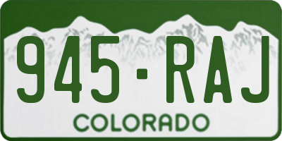 CO license plate 945RAJ