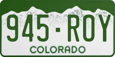 CO license plate 945ROY