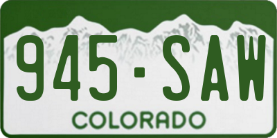 CO license plate 945SAW