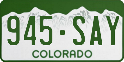 CO license plate 945SAY