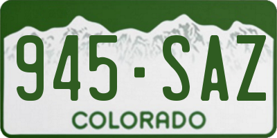 CO license plate 945SAZ