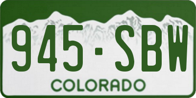 CO license plate 945SBW