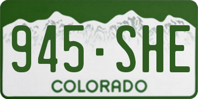 CO license plate 945SHE