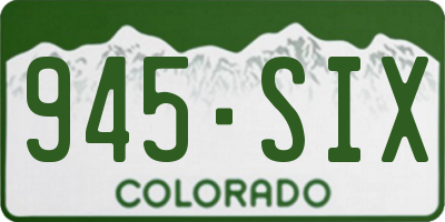 CO license plate 945SIX