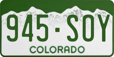 CO license plate 945SOY