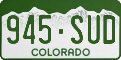 CO license plate 945SUD