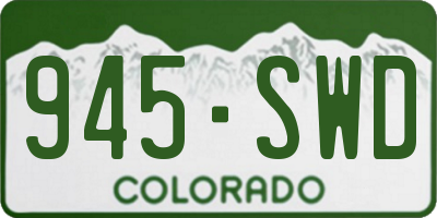 CO license plate 945SWD