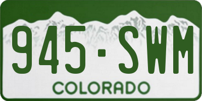 CO license plate 945SWM