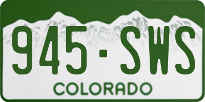 CO license plate 945SWS