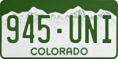 CO license plate 945UNI