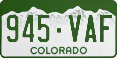 CO license plate 945VAF
