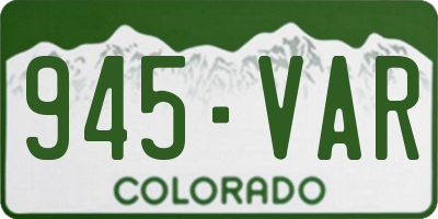 CO license plate 945VAR