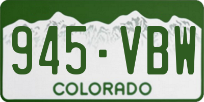 CO license plate 945VBW