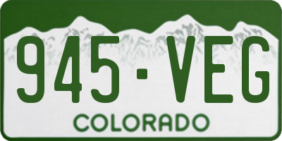 CO license plate 945VEG