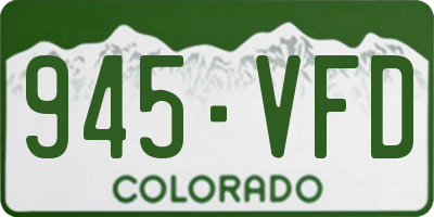 CO license plate 945VFD