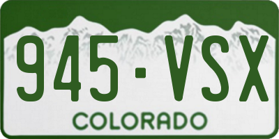 CO license plate 945VSX