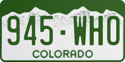 CO license plate 945WHO