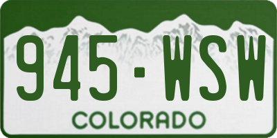 CO license plate 945WSW