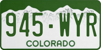 CO license plate 945WYR