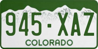 CO license plate 945XAZ