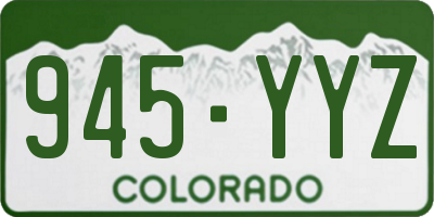 CO license plate 945YYZ