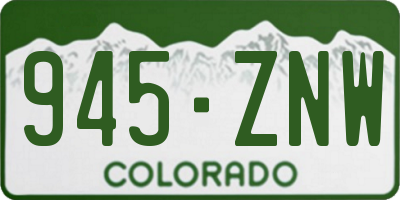 CO license plate 945ZNW
