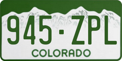 CO license plate 945ZPL
