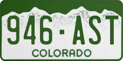 CO license plate 946AST